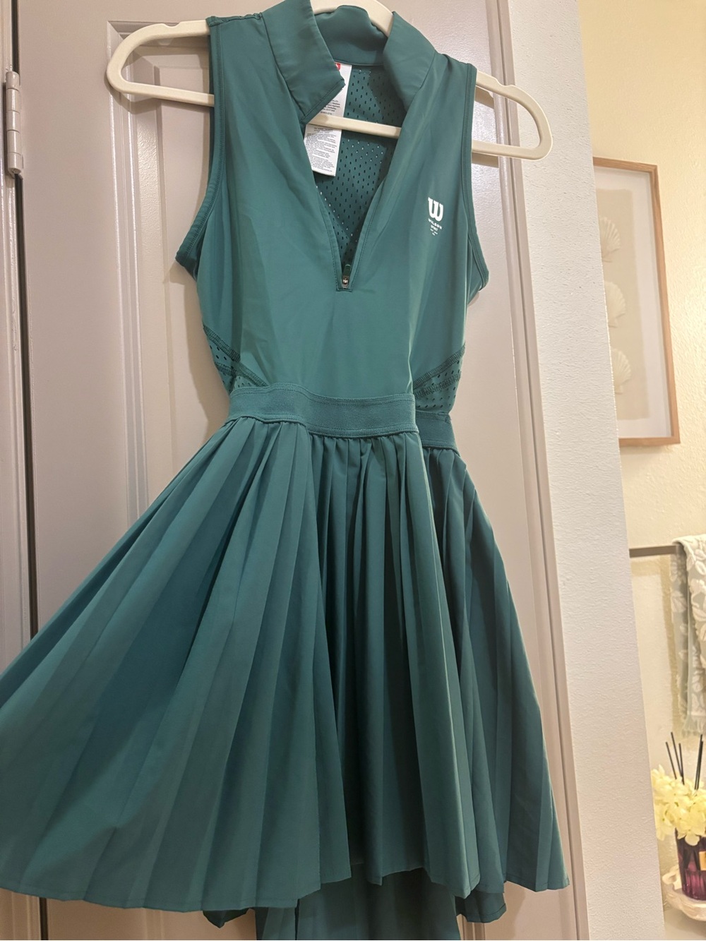 Wilson green Sleeveless Pleated Open Back Tennis Dress